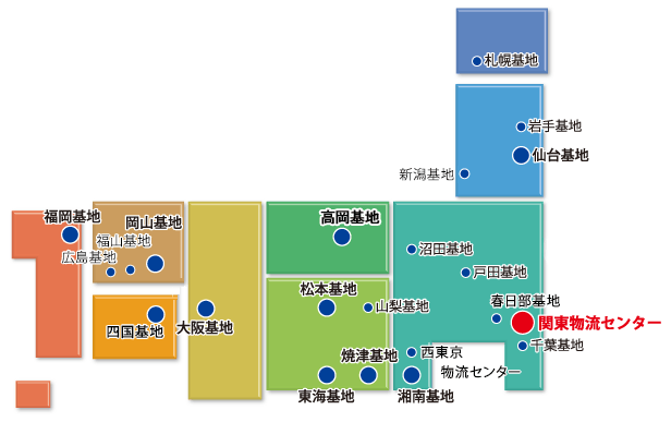 日本地図＋拠点プロット