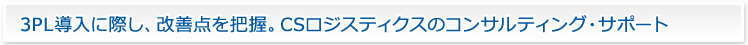 3PL導入に際し、改善点を把握。CSロジスティクスのコンサルティング・サポート